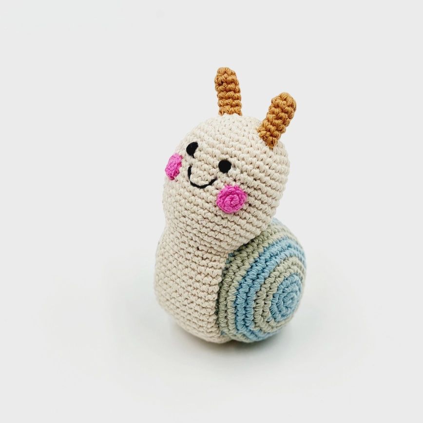 Snail Baby Rattle in Natural