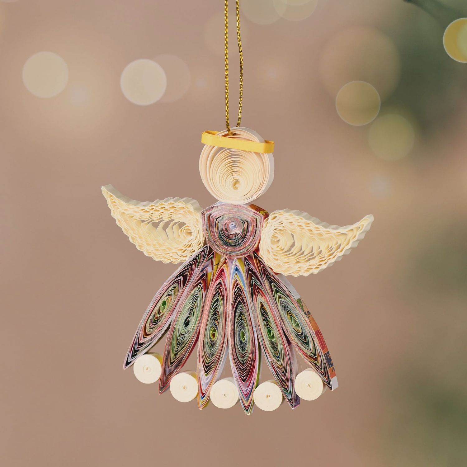 Diu Quilled Angel Ornament - Multi