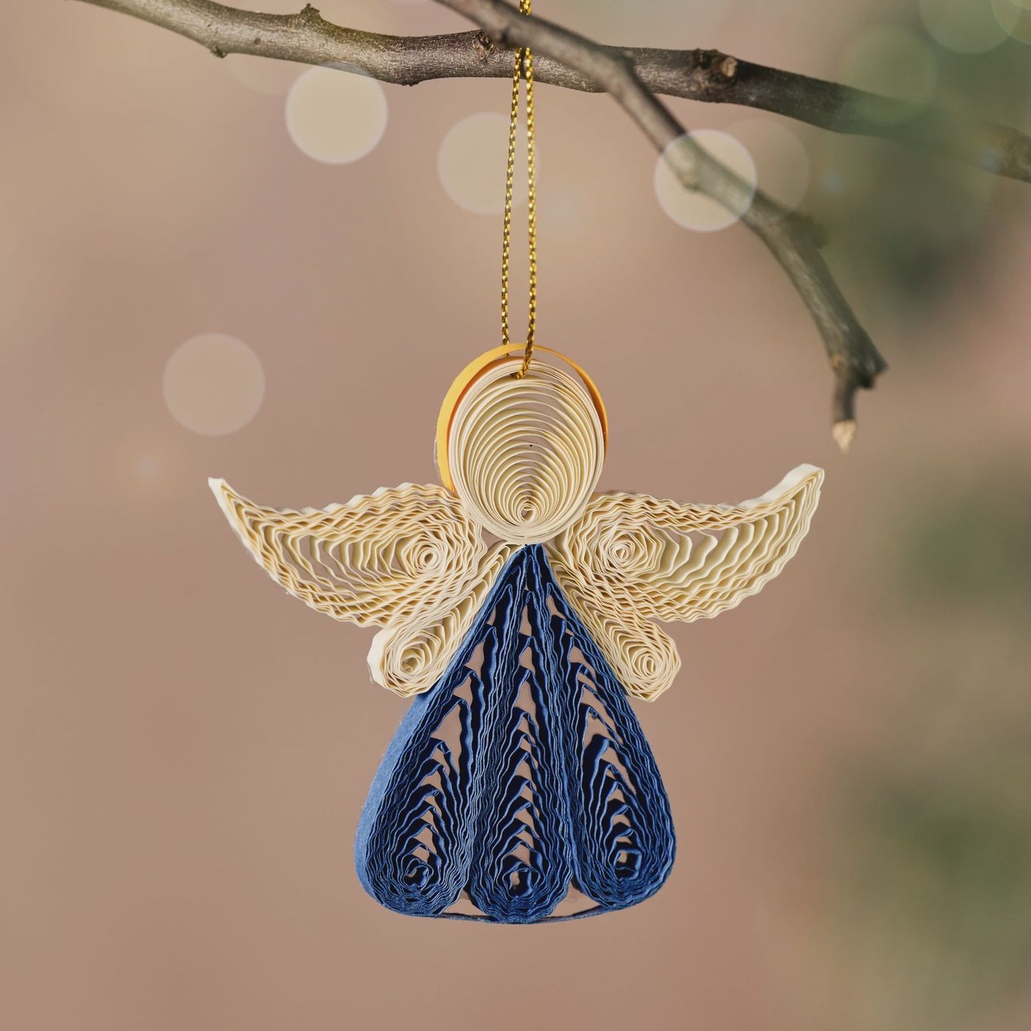 Diu Quilled Angel Ornament - Blue