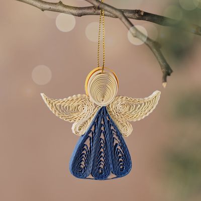Diu Quilled Angel Ornament - Blue
