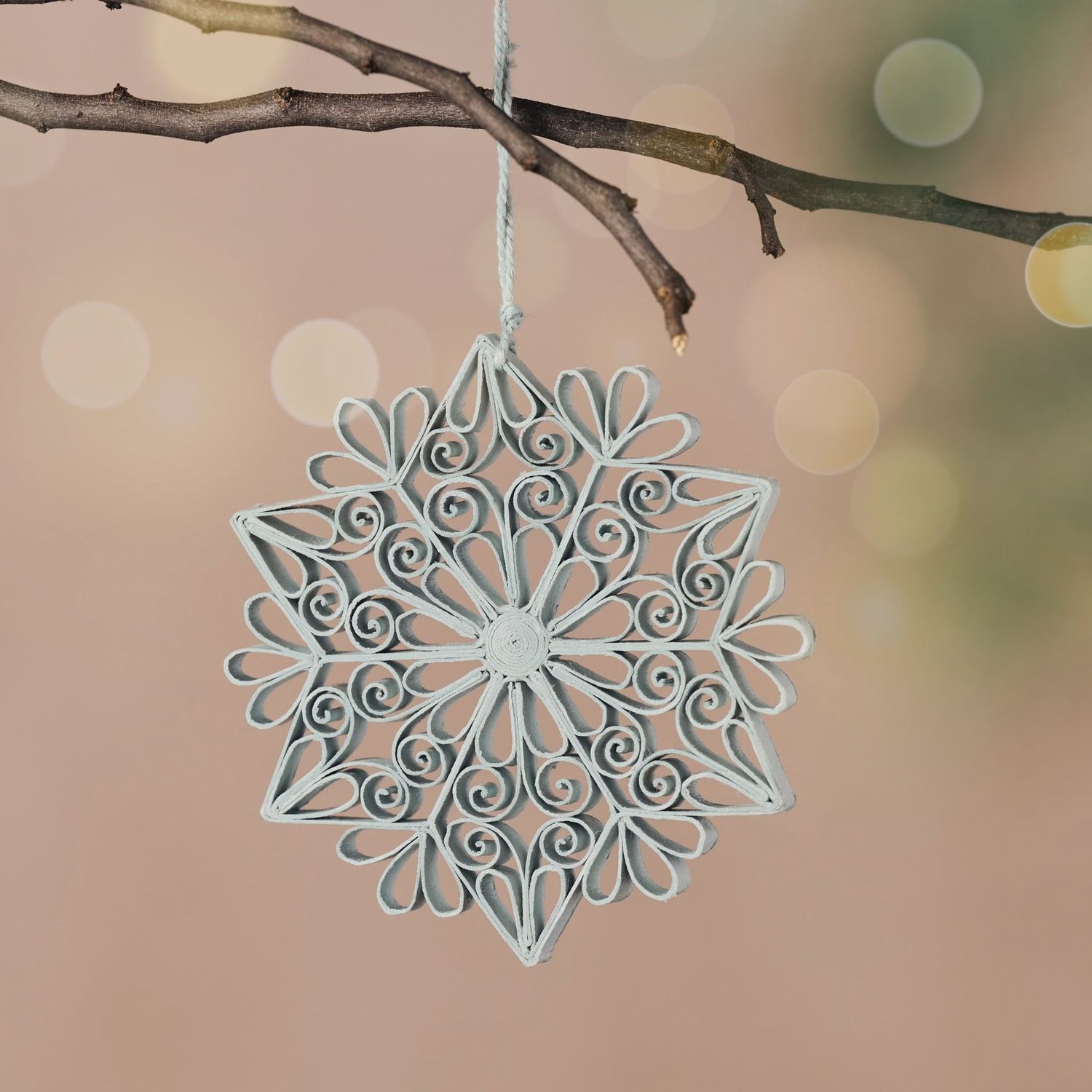 Kula Quilled Snowflake Ornament - Silver