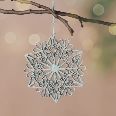 Kula Quilled Snowflake Ornament - Silver