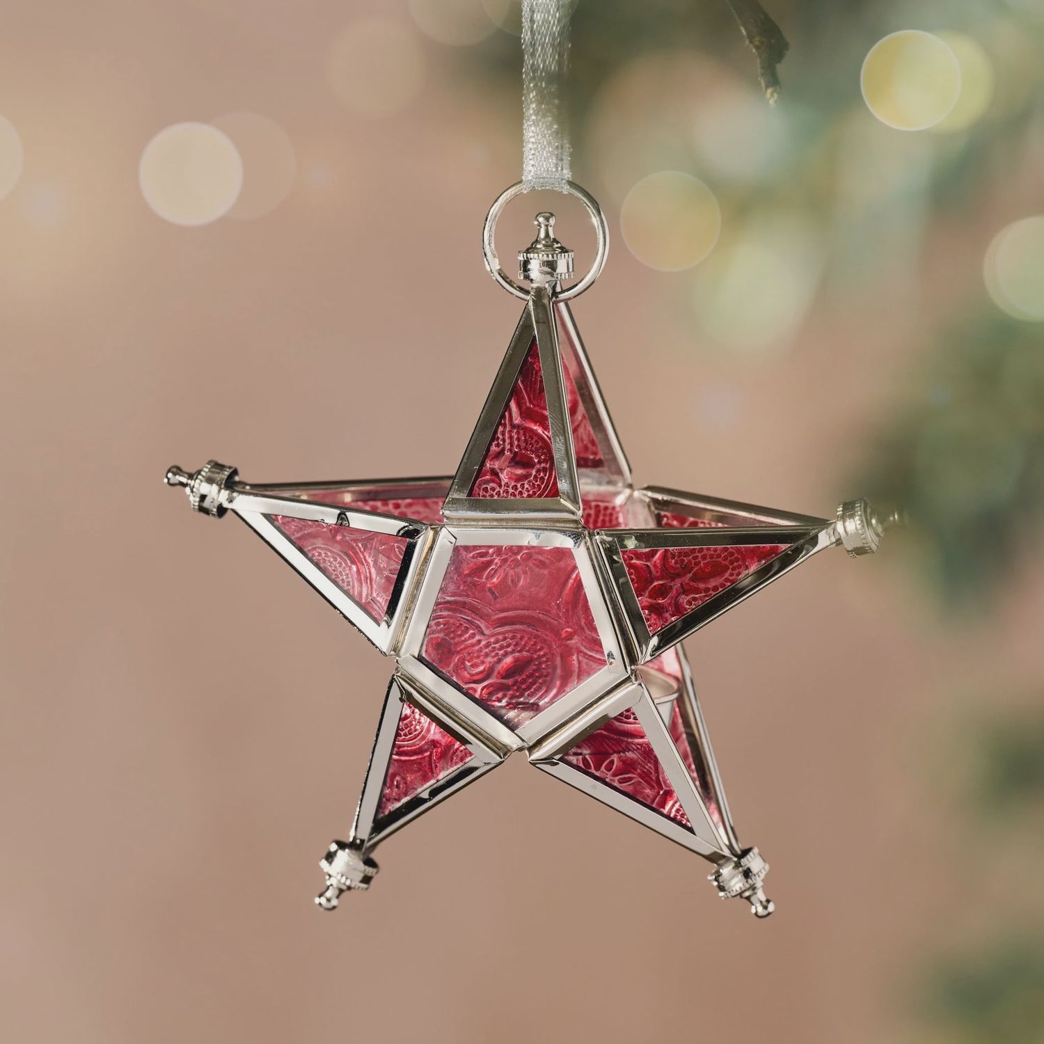 Starlight Candleholder Ornament - Red