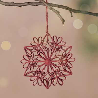 Kula Quilled Snowflake Ornament - Burgundy
