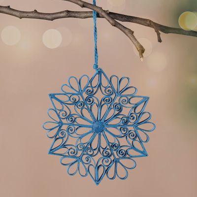 Kula Quilled Snowflake Ornament - Blue