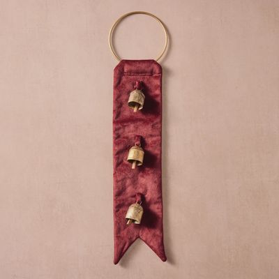 Deep Red Velvet Three Bells Door Hanger