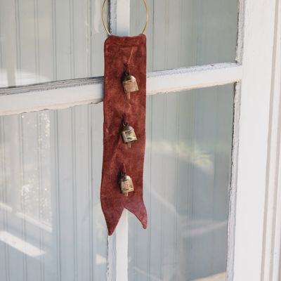 Deep Red Velvet Three Bells Door Hanger