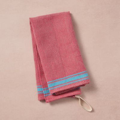 Matbakh Cotton Tea Towel - Red with Aqua