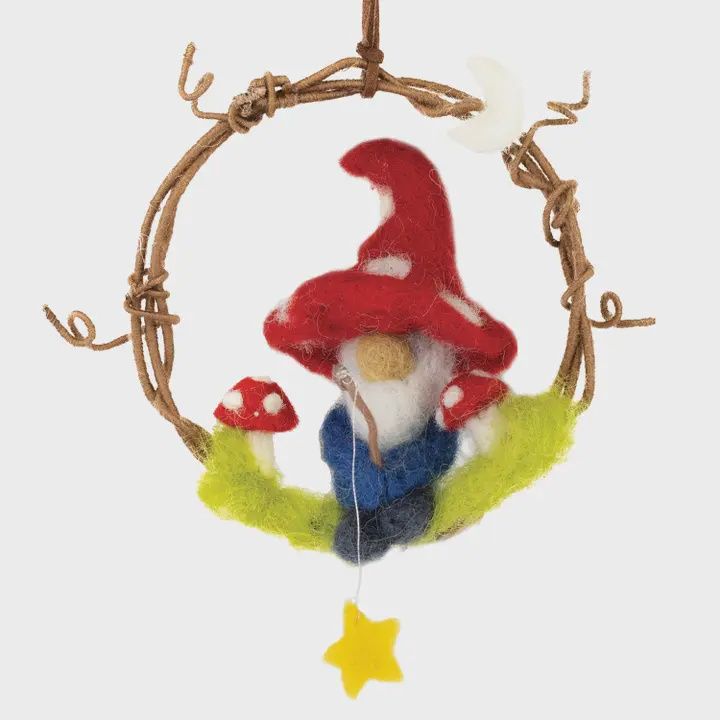 Fishing Gnome Mini Wreath Ornament