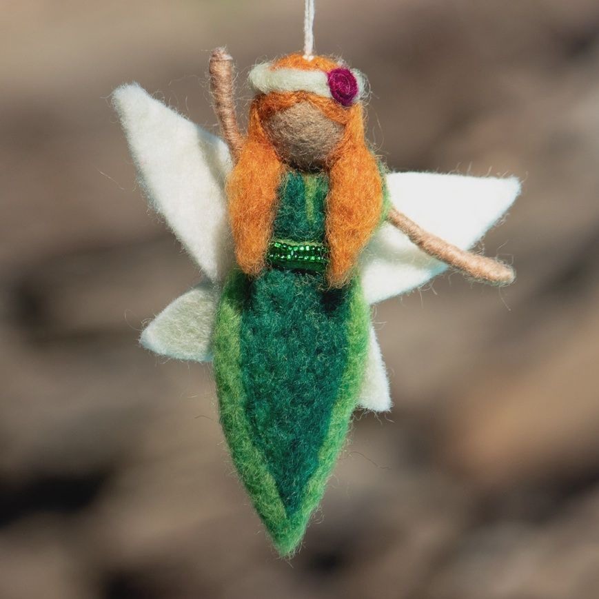 Earth Fairy Felted Ornament - Green