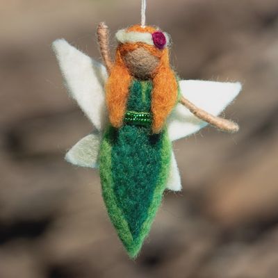 Earth Fairy Felted Ornament - Green