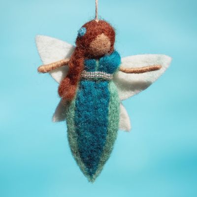 Water Fairy Felted Ornament - Blue