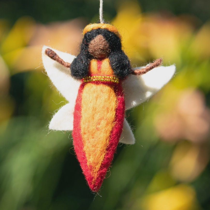 Fire Fairy Felted Ornament - Red