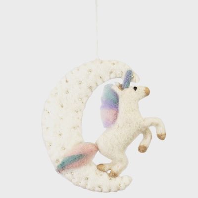 Unicorn Moon Felted Ornament