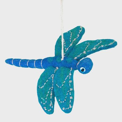 Blue Dragonfly Felted Ornament