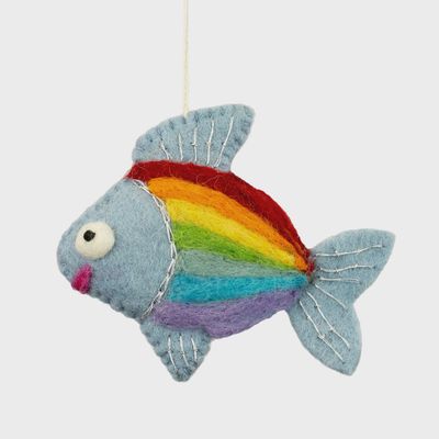 Rainbow Fish Felted Ornament