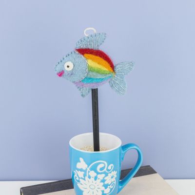 Rainbow Fish Felted Ornament