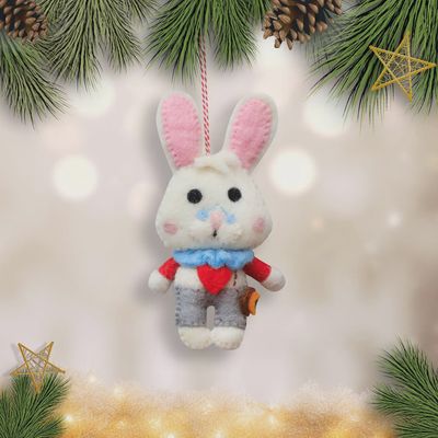 White Rabbit Felt Ornament