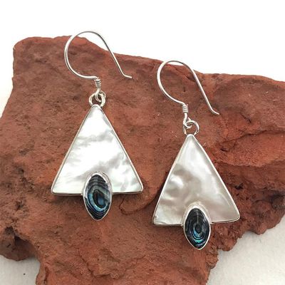 Mother-Of-Pearl Triangle Earrings - Sterling