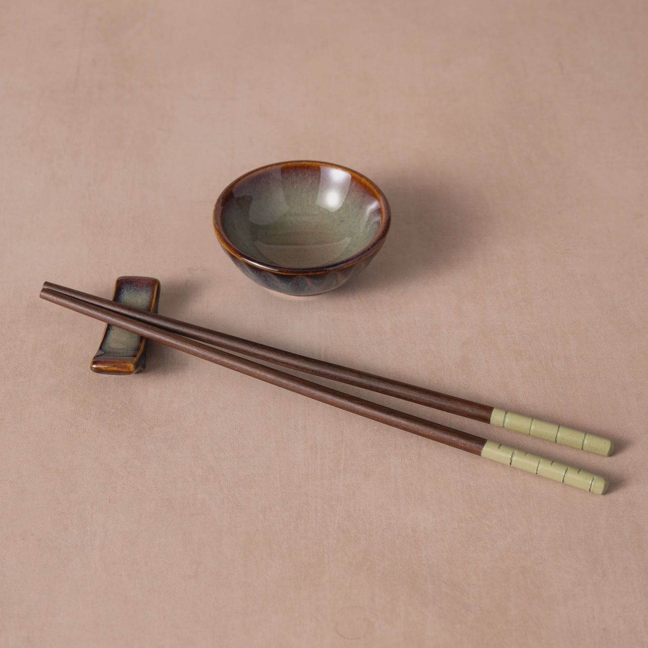 Mekong Chopsticks, Stand + Dipping Bowl Set