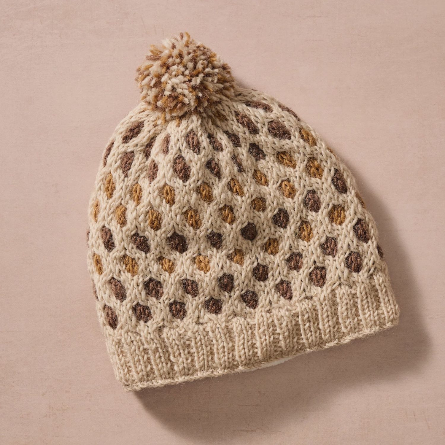 Nabina Waffle Weave Pom Beanie