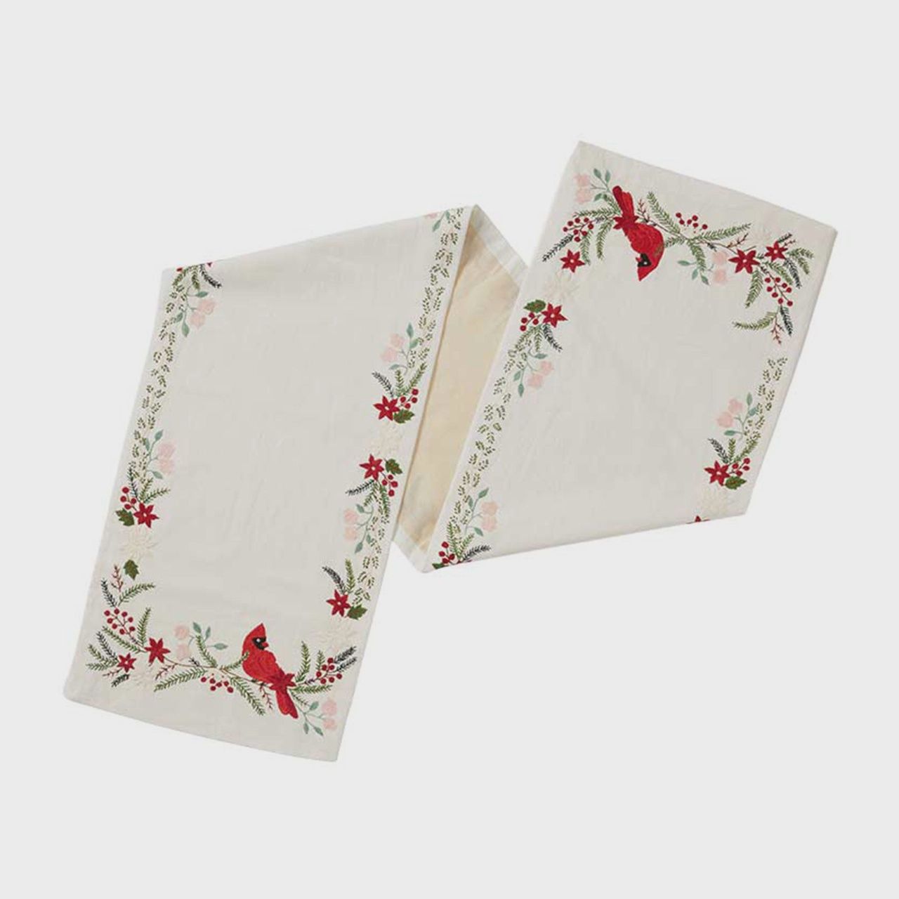 Cardinal Embroidered Table Runner