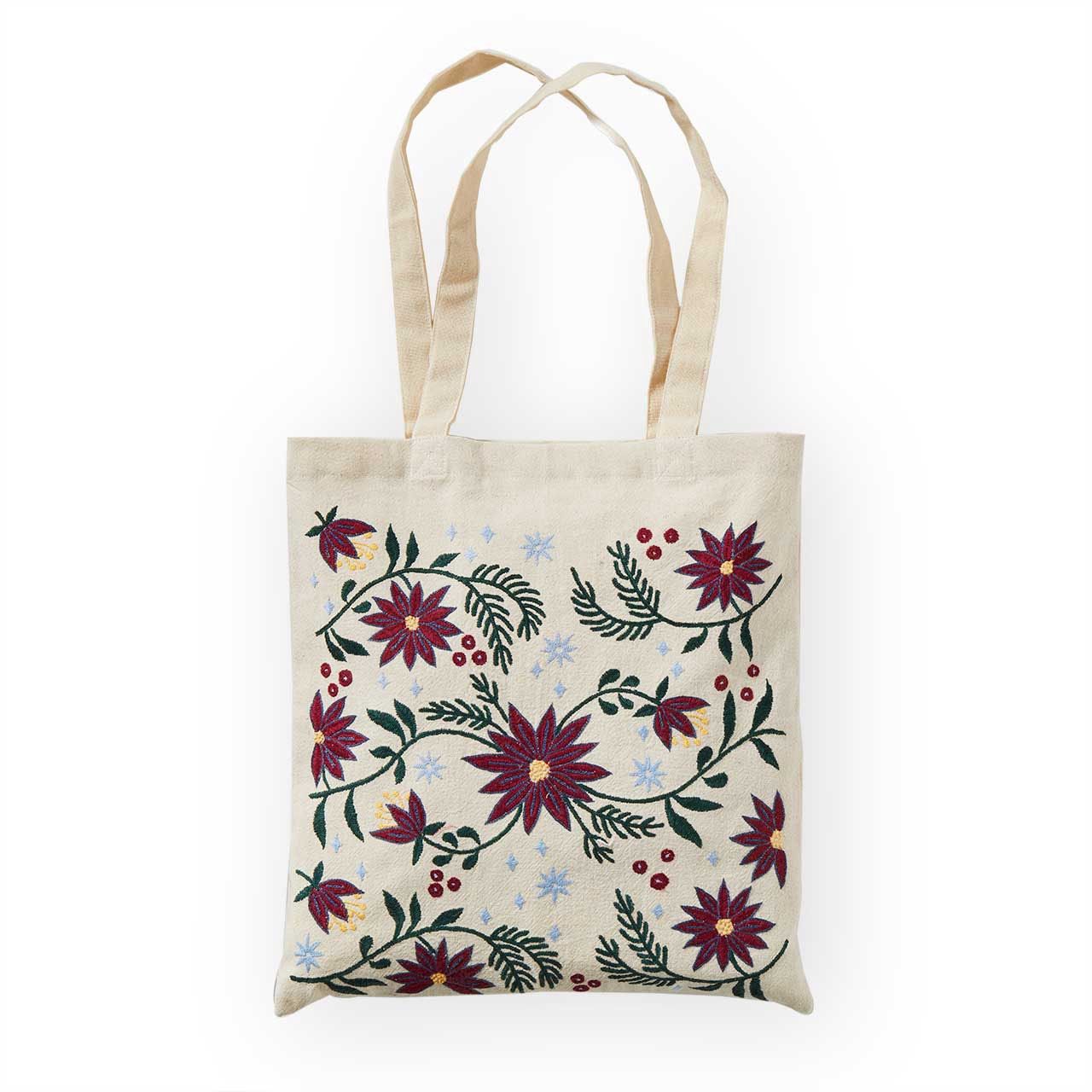 Festive Florals Embroidered Tote