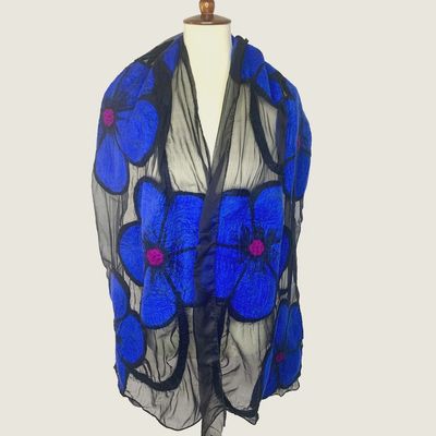 Midnight Flower Felted Scarf