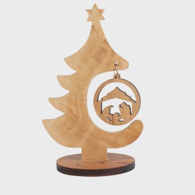Christmas Tree Nativity Olive Wood