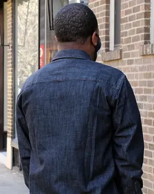 Black Denim Long Sleeve Button-Up