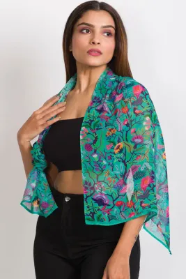Sahila Scarf Emerald Multi-Floral