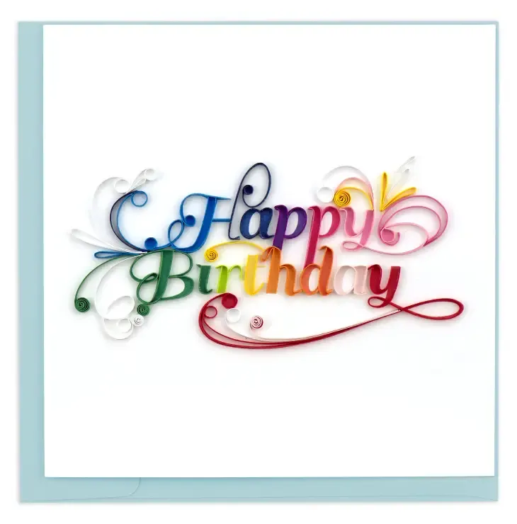 Happy Birthday Rainbow Colors Quilling Card