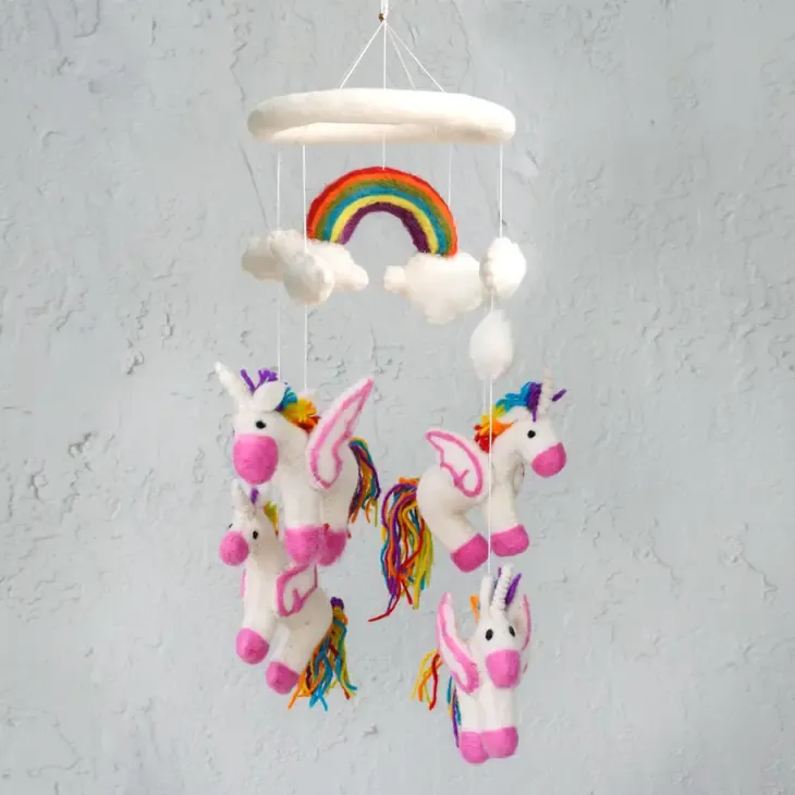 Rainbow Unicorn Felt Mobile