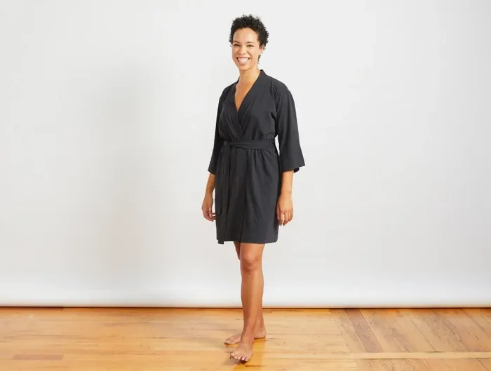 Solstice Short Robe in Deep Graphite