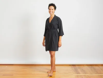 Solstice Short Robe in Deep Graphite