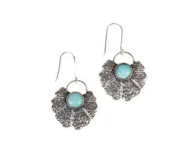 Amazonite Fan Silver Earrings