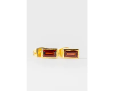 Garnet Gold Baguette Earrings