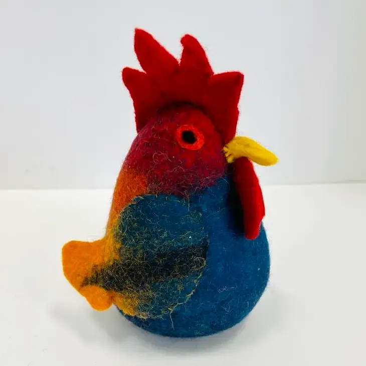 Felt Rooster - Blue &amp; Red