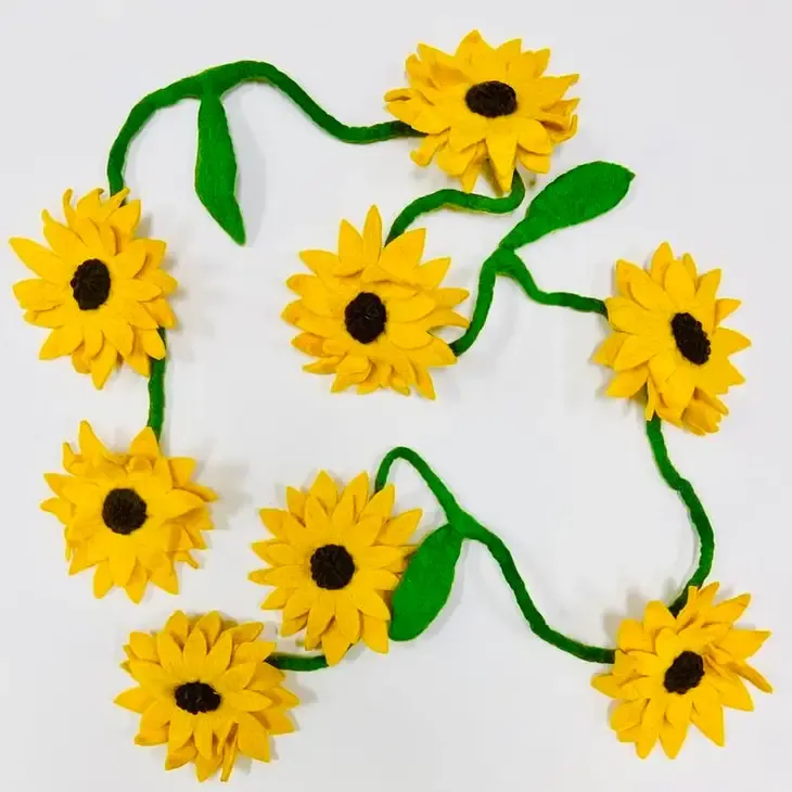 Felt Sunflower Garland - 80 inches long