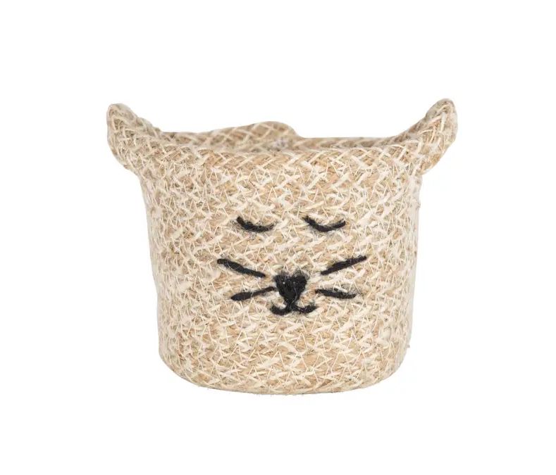 Cat Face Jute Basket - Mini 4.5"