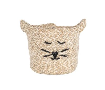 Cat Face Jute Basket - Mini 4.5"