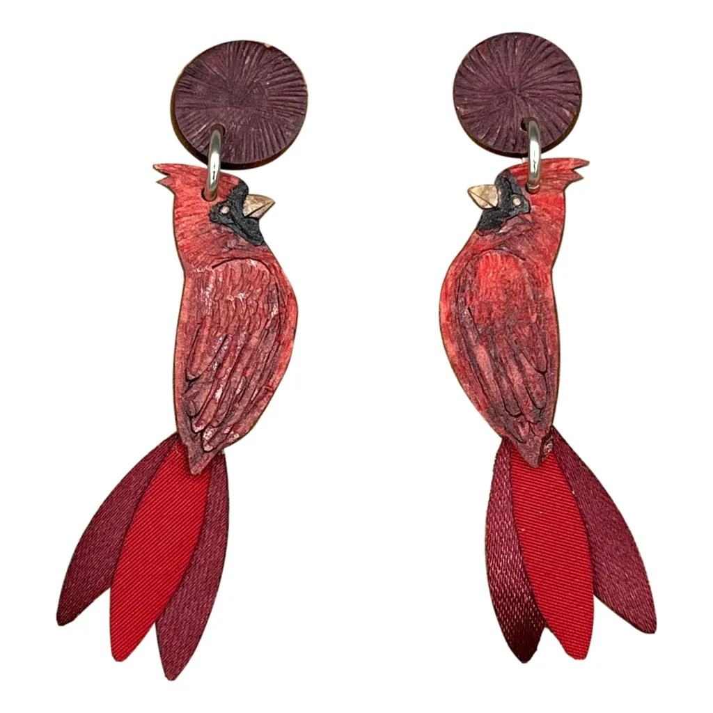 Cardinal Earrings Large