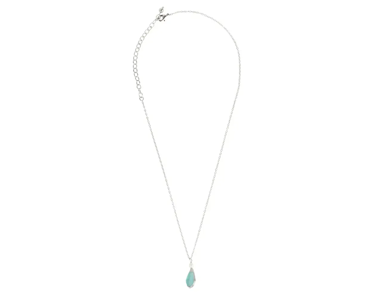 Aqua Pearl Silver Pendant Necklace