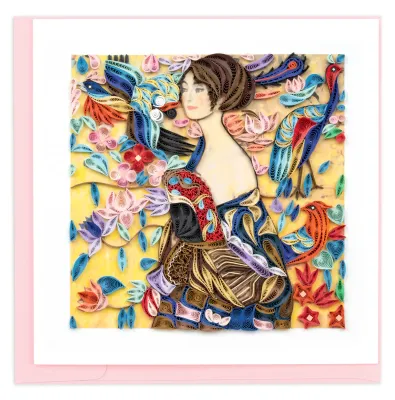 Lady with Fan Quilled Card - Artist Series