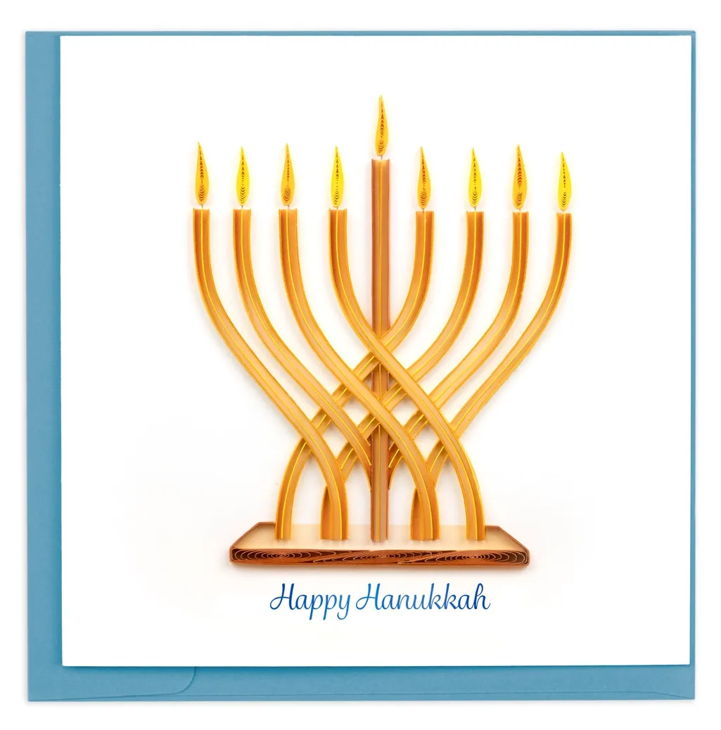 Modern Menorah Hanukkah Quilling Card
