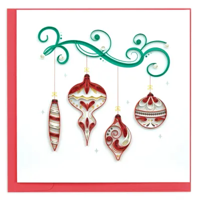 Red Christmas Ornaments Quilling Card 2023