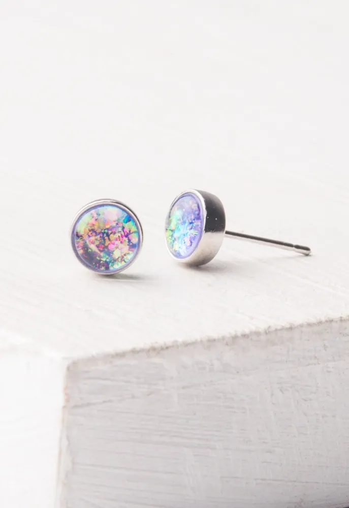 Lora Lavender &amp; Silver Stud Earrings