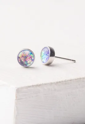 Lora Lavender &amp; Silver Stud Earrings