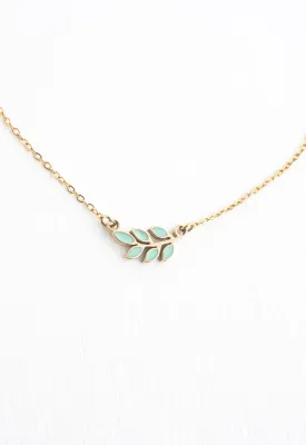 Rowen Leaf Necklace in Mint