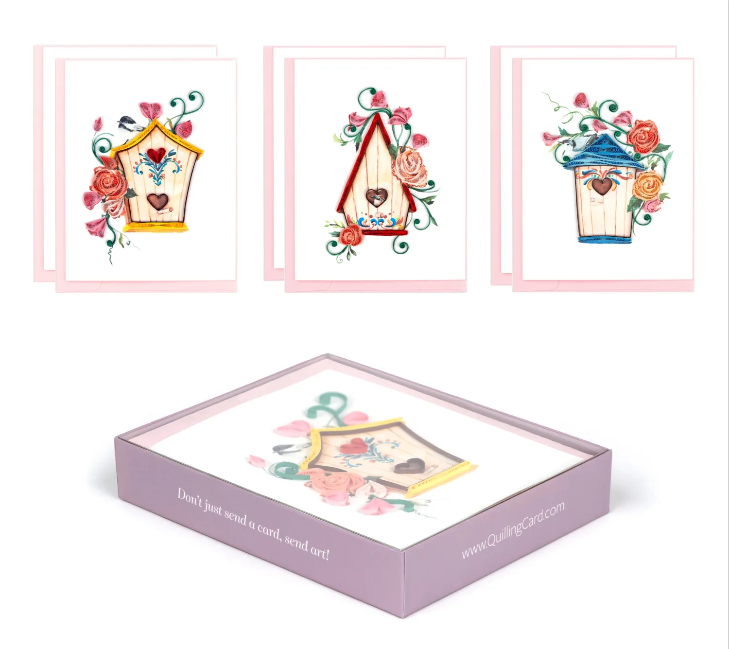 Quilled Birdhouses Note Card Box Set of 6